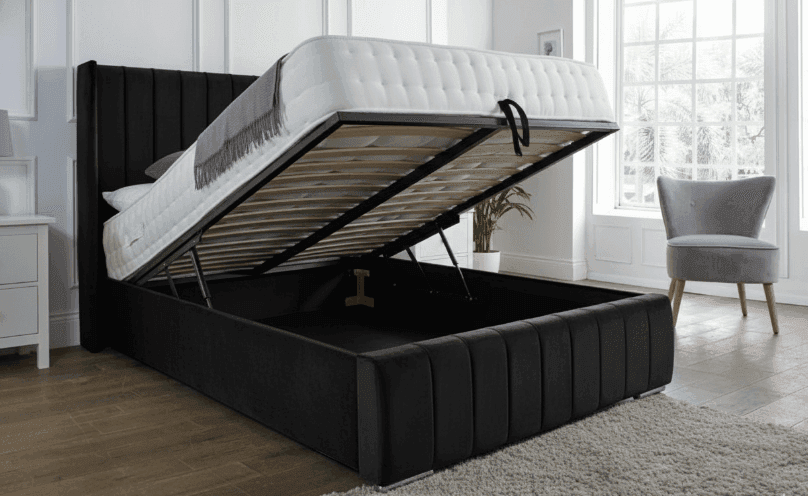 Arizona Wings Panel Ottoman Bed UK | Storage Ottoman Bed with Lift-Up Mechanism | Free Delivery